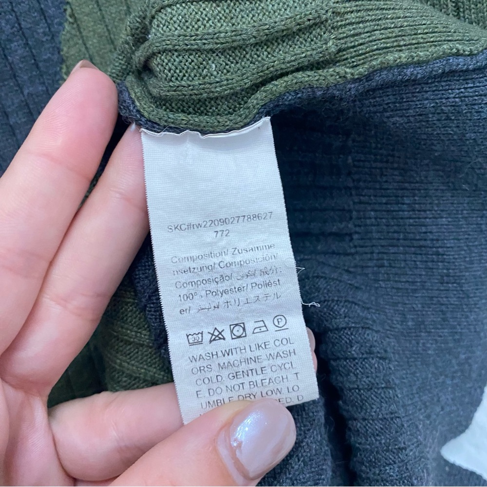 ROMWE | Charcoal/green Ribbed Sweater - Picture 4 of 4